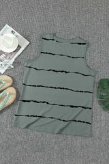 Apricot Allover Leopard Print Round Neck Tank Top - Femstylo