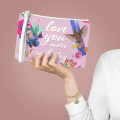 Love You More Each Day Floral Designed Zipped Clutch Bag - Femstylo
