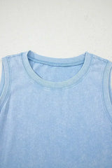 Beau Blue Mineral Wash Pocket Tank Mini Dress - Femstylo