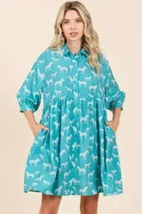 Mittoshop Zebra Print Button Down Shirt Mini Dress - Femstylo
