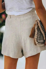 Tie Waist Casual Shorts with Pockets - Femstylo