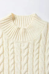 Cable Knit Sweater Vest – High Neck & Textured Oatmeal - Femstylo