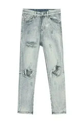 Pocketed Distressed Jeans with Side Zip - Femstylo