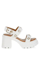 Urla Eyelet Detail Platform Heel Sandals - Femstylo