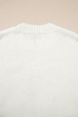 White Embroidered Bow Boots Graphic Drop Shoulder Sweater