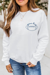 White game day Football Embroidered Casual Sweatshirt