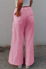 Black Mineral Wash Exposed Seam Wide Leg Cargo Pants