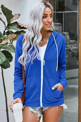 Casual Blue Zip-up Hoodie Jacket - Femstylo