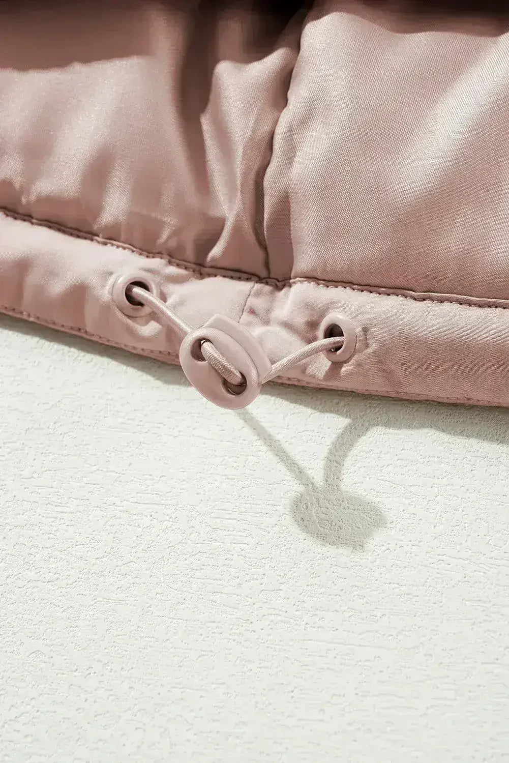 Apricot Pink Full Zipper Quilted Puffer Jacket - Femstylo