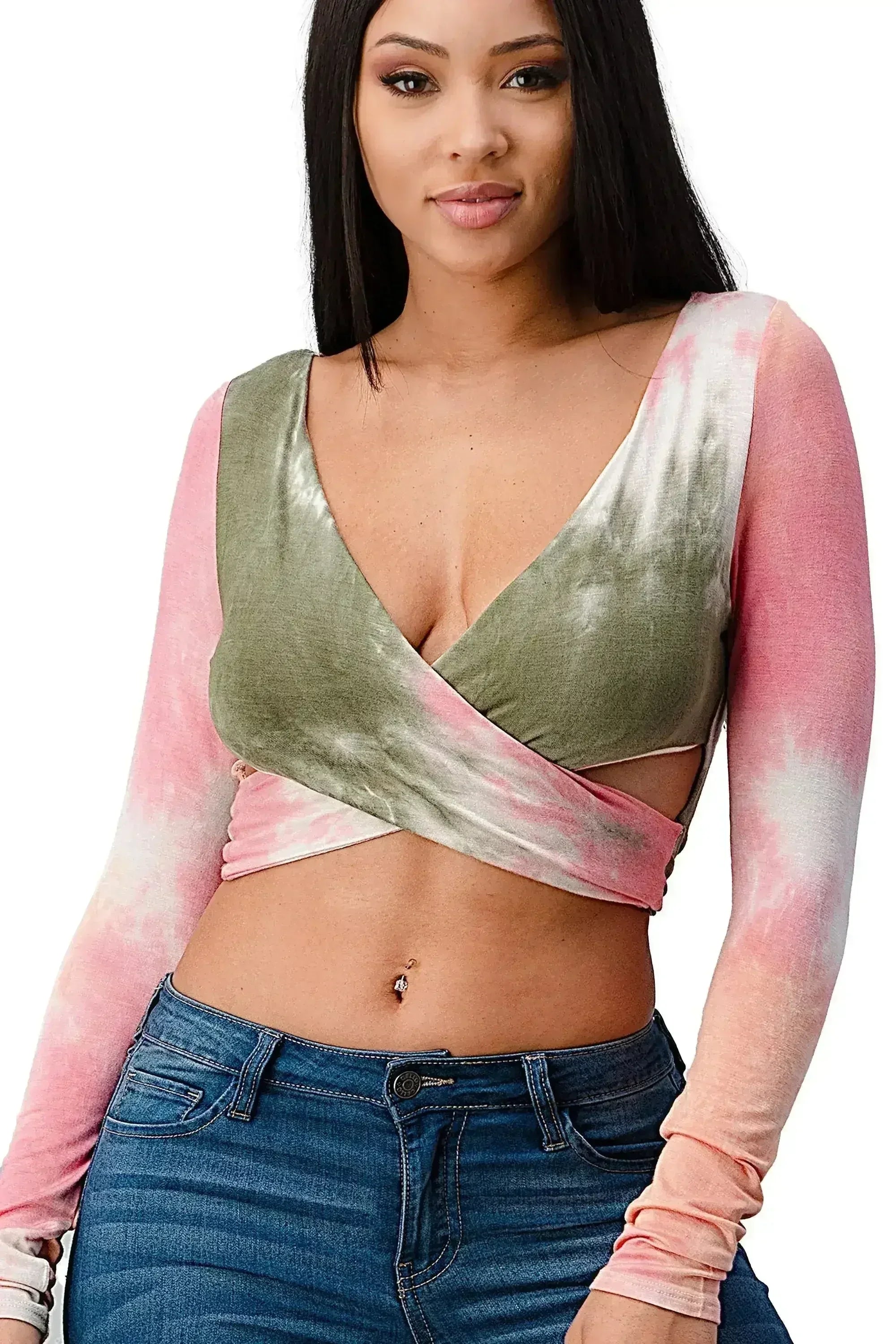 Tie-Dye Wrap Crop Top - Femstylo