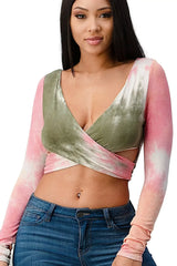 Tie-Dye Wrap Crop Top - Femstylo