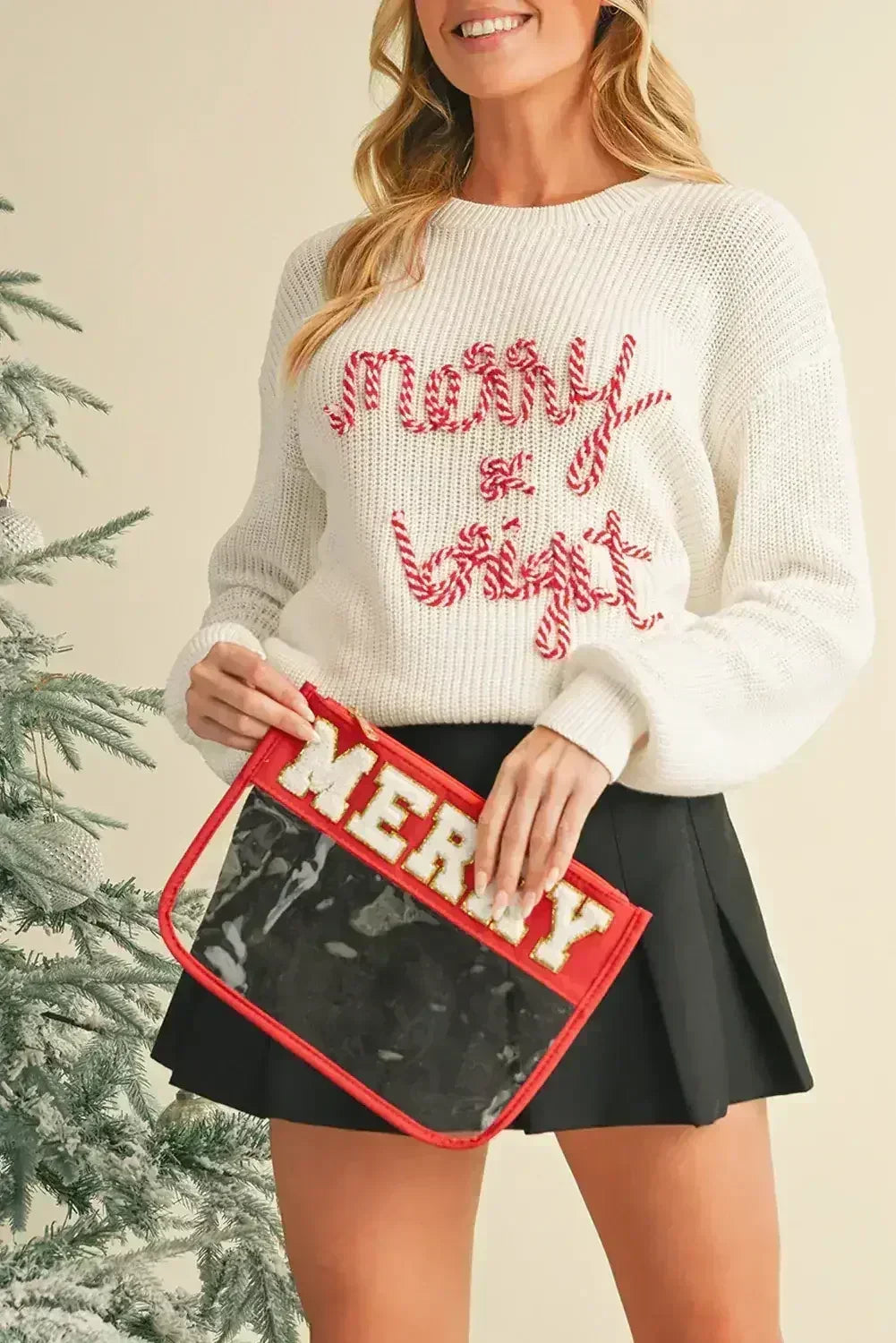 Bright White Merry & Bright Christmas Sweater - Femstylo
