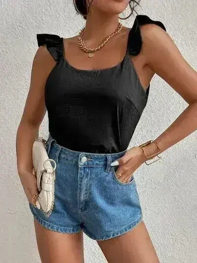 Backless Ruffled Scoop Neck Tank - Femstylo