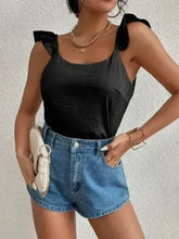 Backless Ruffled Scoop Neck Tank - Femstylo