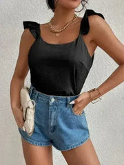 Backless Ruffled Scoop Neck Tank - Femstylo