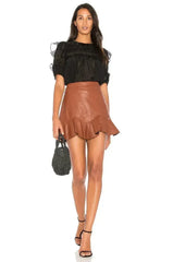 VEGAN LEATHER RUFFLE SKIRT - Femstylo