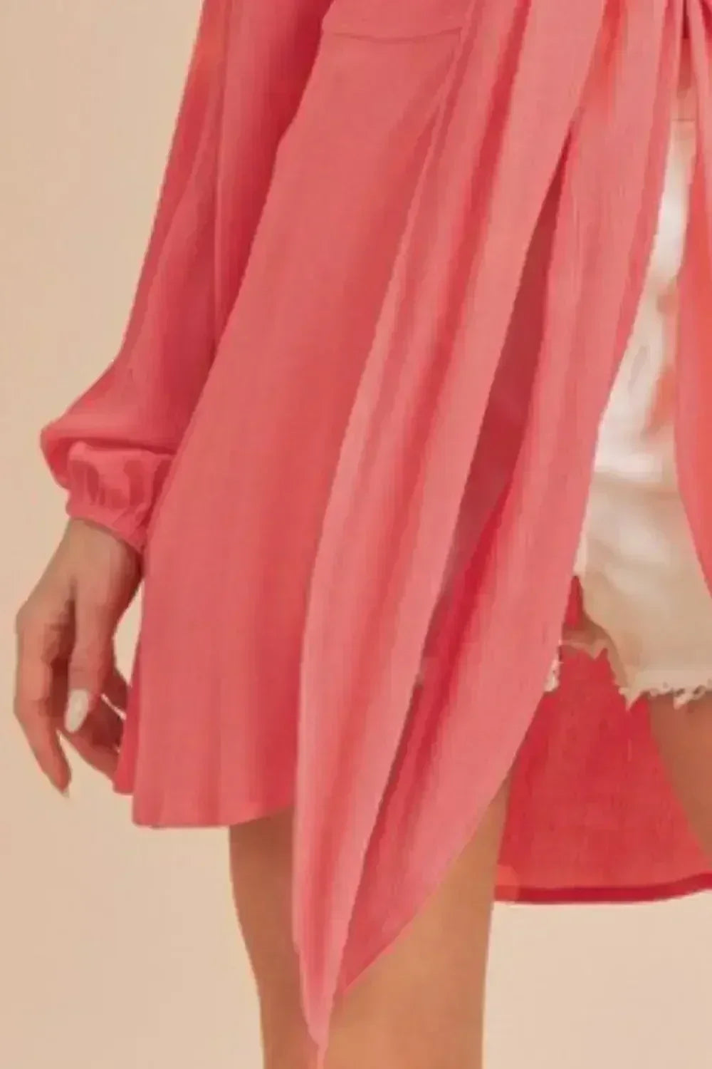 Aemi + Co Tied Collared Neck Long Sleeve Top - Femstylo