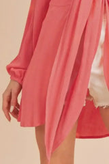 Aemi + Co Tied Collared Neck Long Sleeve Top - Femstylo