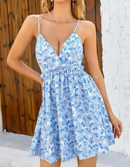 Spaghetti Strap Mini Dress – Cinched Waist Summer Cami Dress - Femstylo