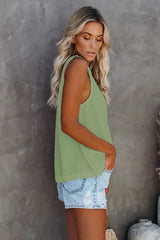 Button Textured Cotton Tank Top - Femstylo