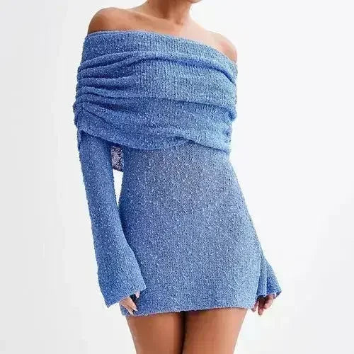 25 Edition – Off-Shoulder Knit Bodycon Dress - Femstylo