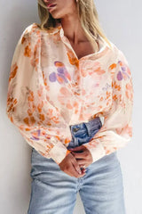 White Balloon Sleeve Floral Shirt - Loose Fit Blouse | Femstylo - Femstylo
