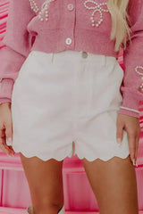 Sail Blue Scalloped Hemline Light Wash Denim Shorts - Femstylo