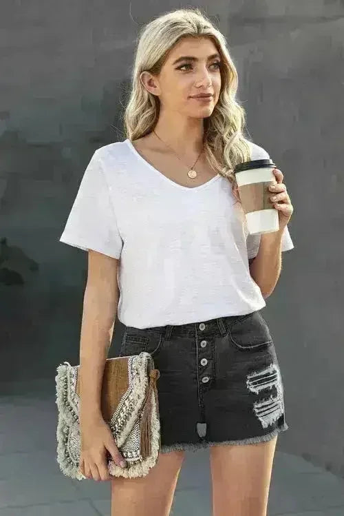 Gypsy Mid-rise Distressed Denim Shorts - Femstylo