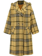 Plaid Double-Breasted Long Sleeve Longline Coat - Femstylo