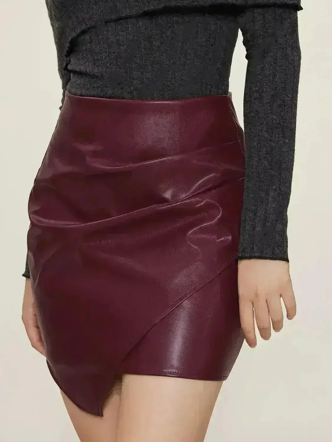 Ruched Mini Skirt with Zipper - Femstylo
