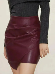 Ruched Mini Skirt with Zipper - Femstylo