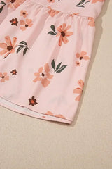 Pink Floral V Neck Smocked High Waist Ruffle Hem Maxi Dress - Femstylo