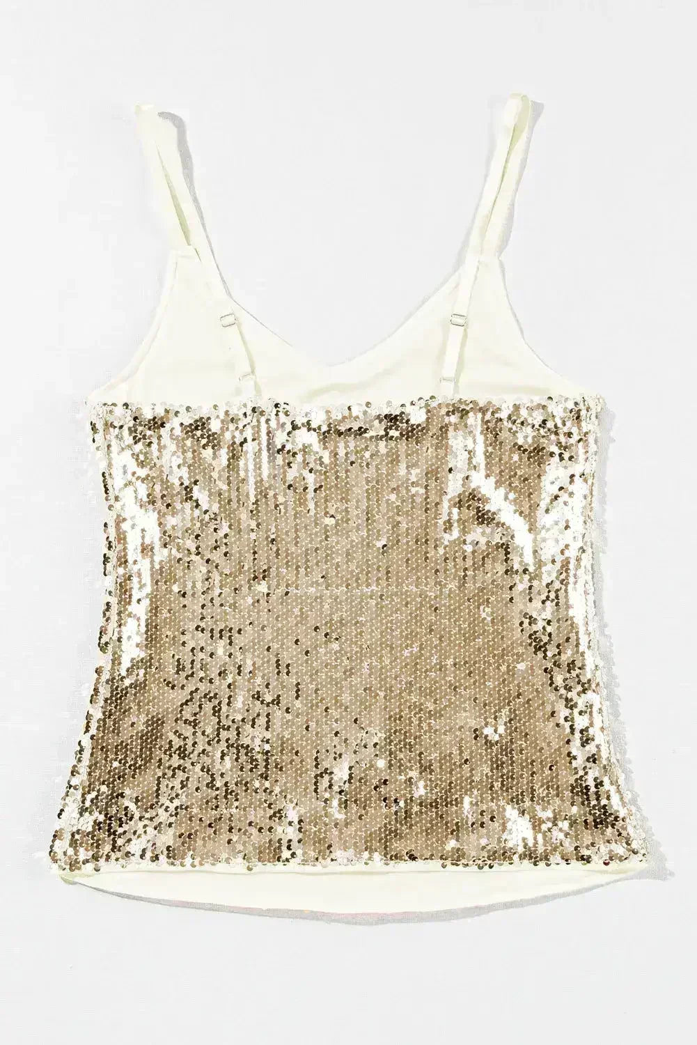 Black Sequined Adjustable Spaghetti Straps Tank Top - Femstylo