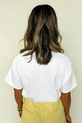 White FLOWER MARKET Letter Graphic T Shirt - Femstylo