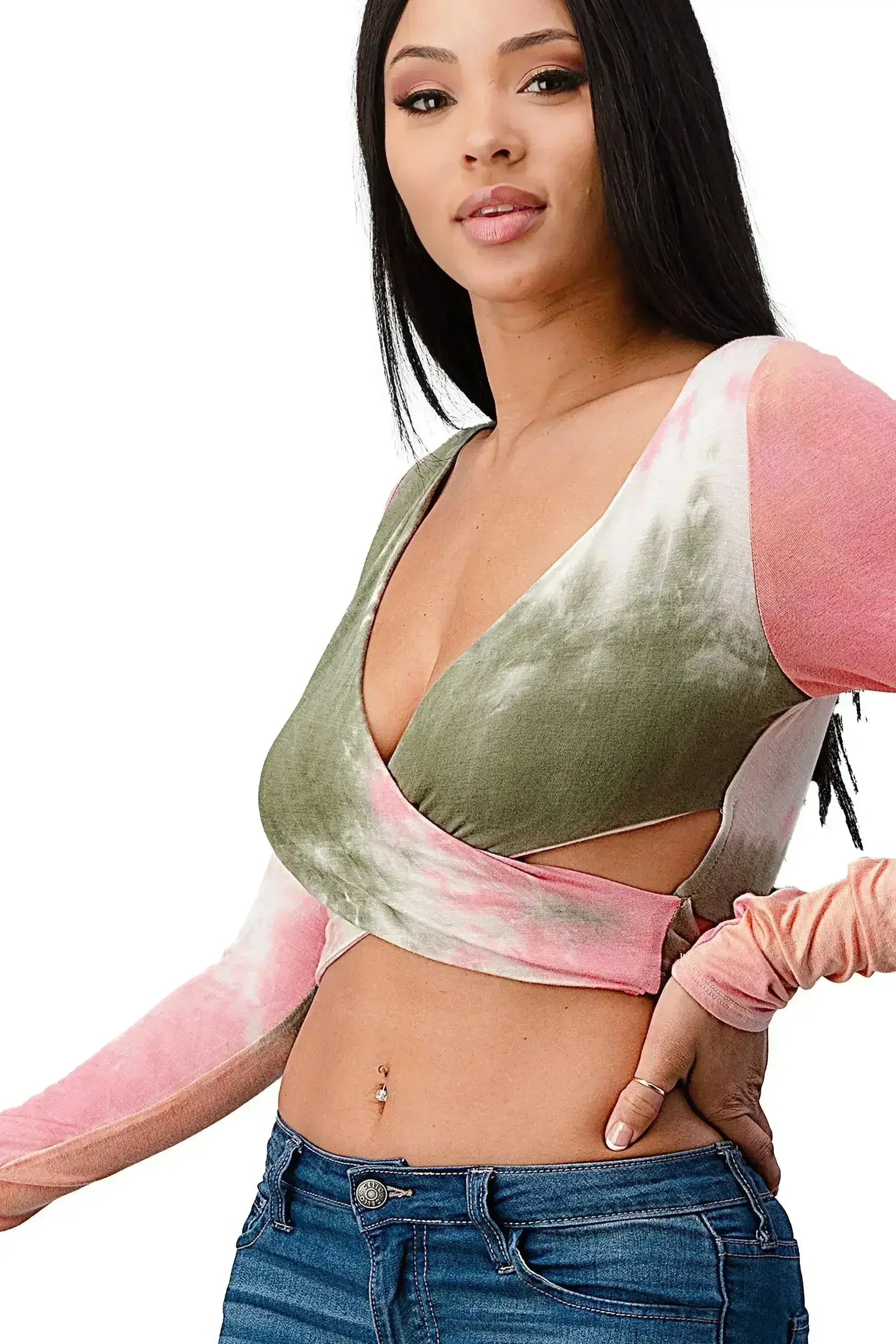 Tie-Dye Wrap Crop Top - Femstylo