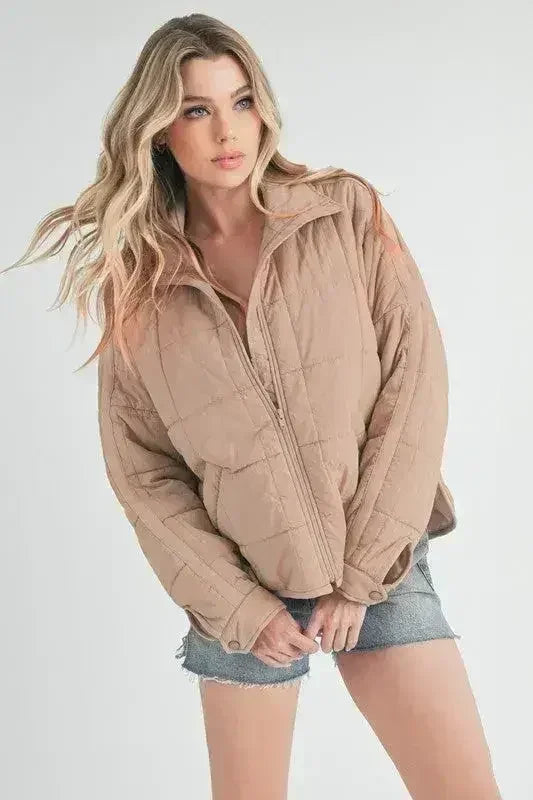 Aemi + Co Quilted Zip Up Puffer Jacket - Femstylo