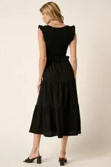 Mittoshop Smocked Ruffled Tiered Midi Dress - Femstylo