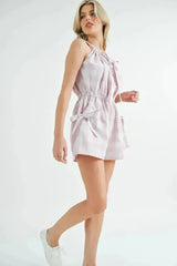 MABLE Plaid Sleeveless Button Down Romper - Femstylo