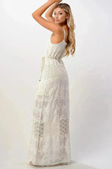 Boho-Inspired Embroidered Maxi Dress with Adjustable Straps - Femstylo