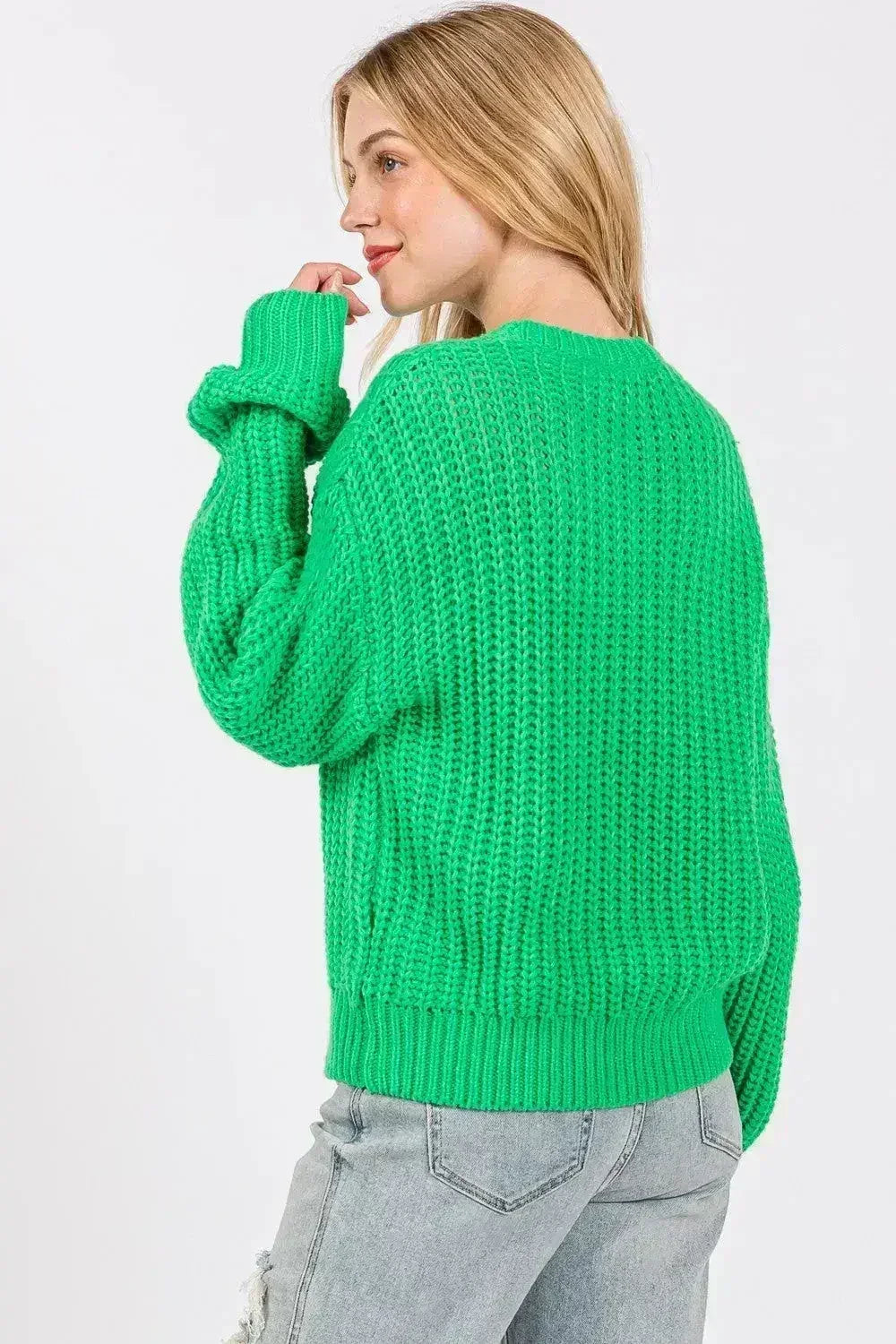 SAGE + FIG Round Neck Drop Shoulder Sweater - Femstylo