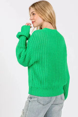 SAGE + FIG Round Neck Drop Shoulder Sweater - Femstylo