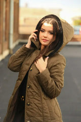 Quilted Single Breasted Longline Hooded Coat - Femstylo