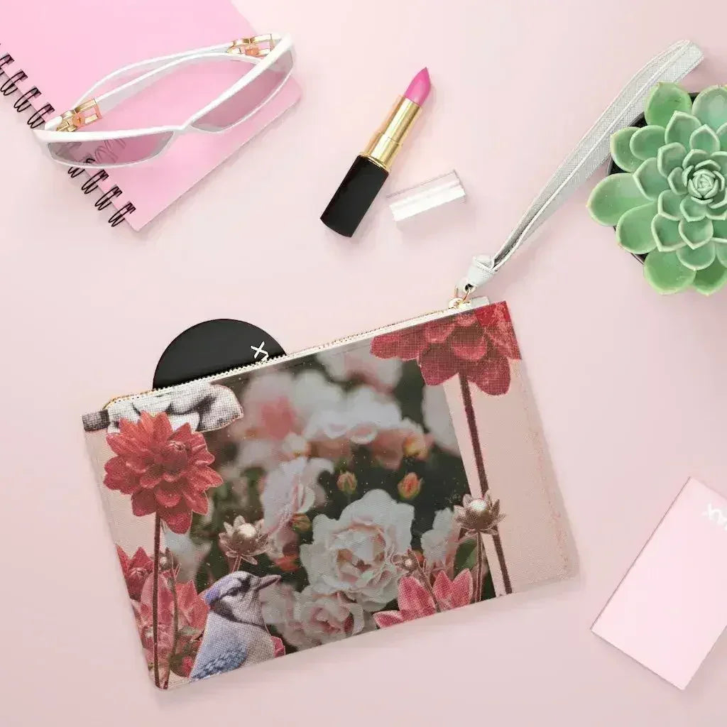 Floral Grunge Design Zipped Clutch Bag - Femstylo