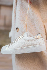 White Leopard Print Lace Up Sneaker - Femstylo
