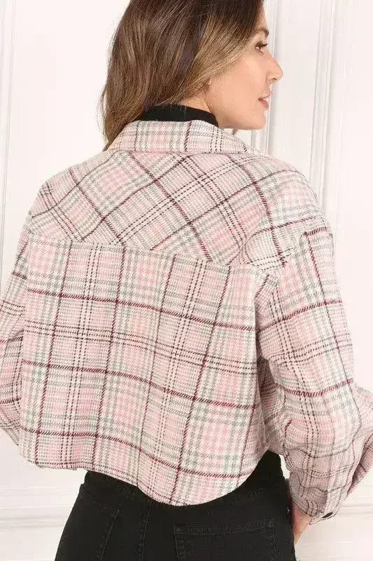 Plaid crop jacket - Femstylo