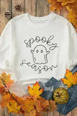 Ghost Graphic Long Sleeve Dropped Shoulder Sweatshirt - Femstylo