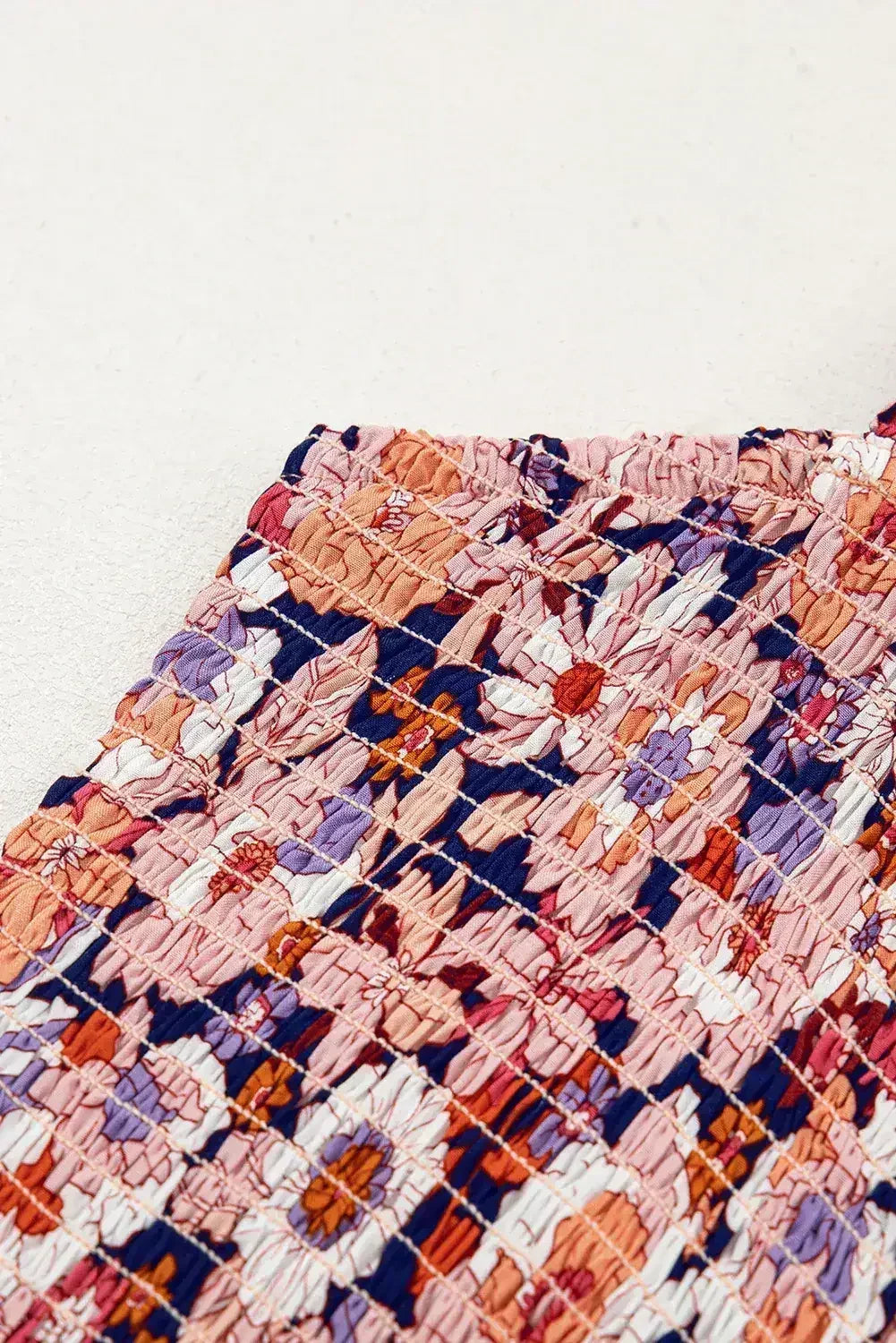 Purple Floral Square Neckline Stretch High Waist Jumpsuit - Femstylo