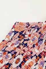 Purple Floral Square Neckline Stretch High Waist Jumpsuit - Femstylo