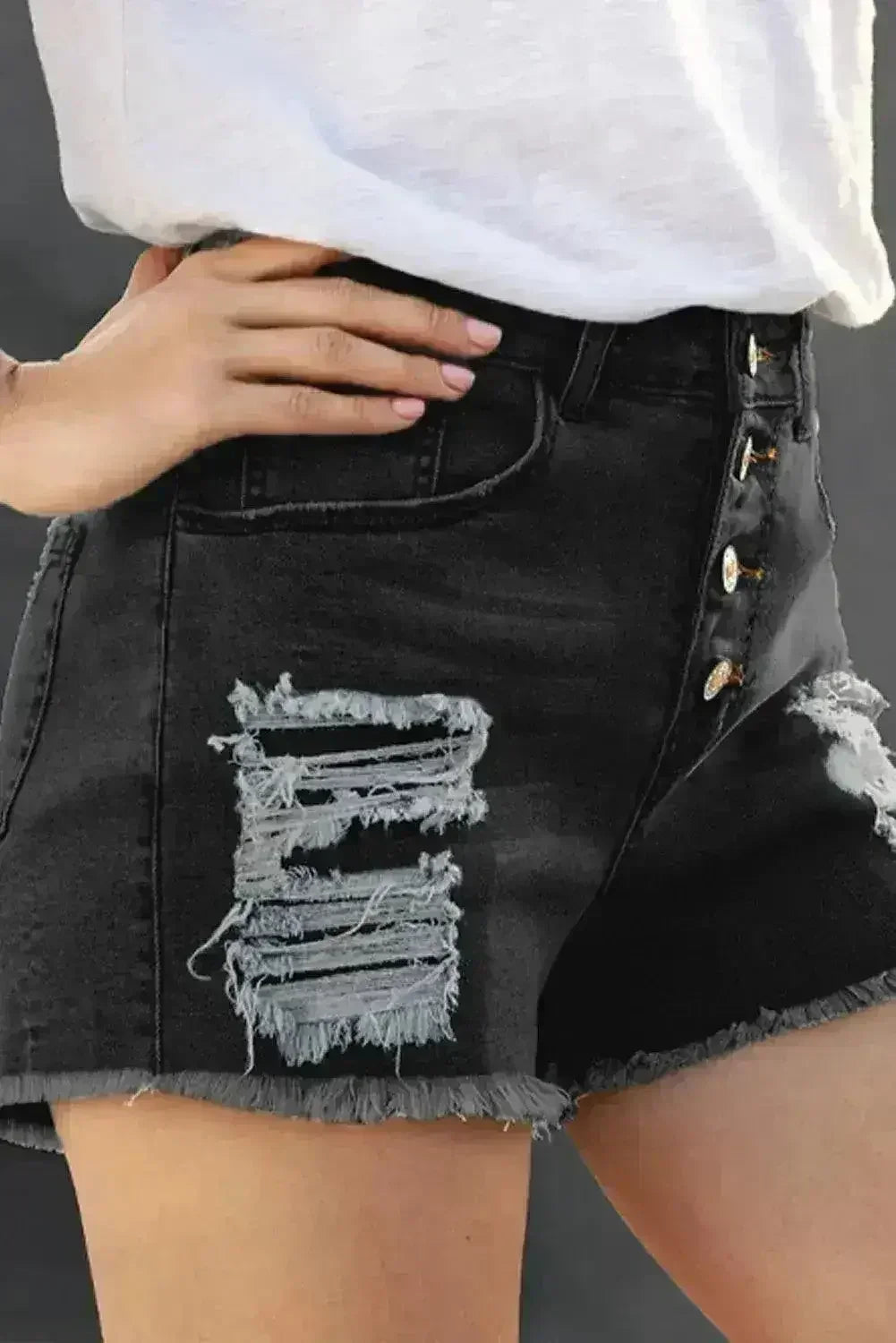 Gypsy Mid-rise Distressed Denim Shorts - Femstylo