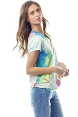 Tie-Dye Twist Front Short Sleeve Top - Femstylo